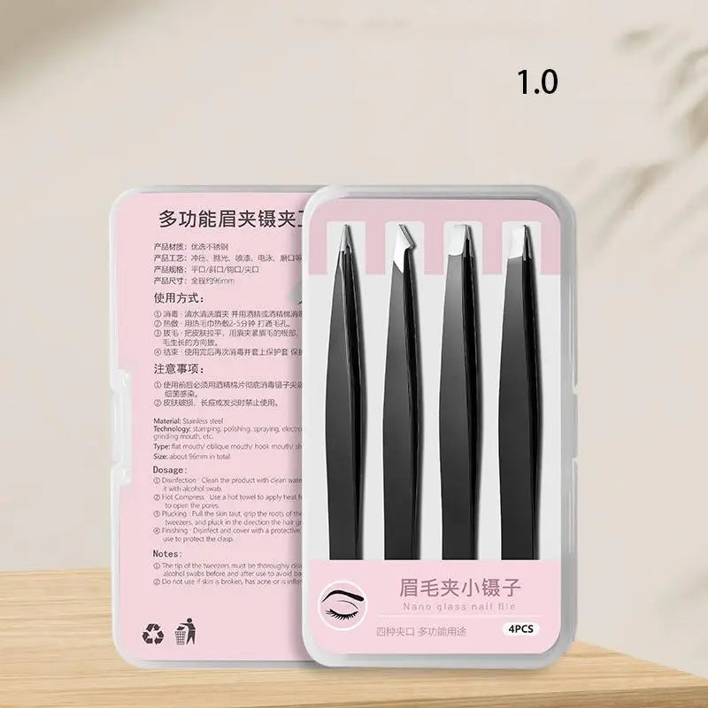 Durable Professional Stainless Steel Slanted Eyebrow Tweezers Qme 10 Black