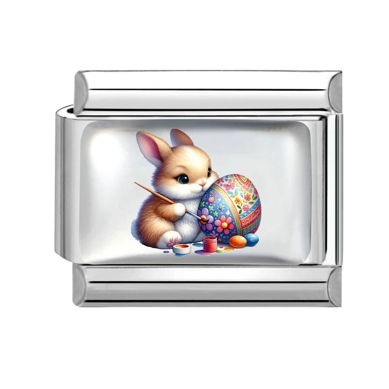 Spring Fashion Colorful Eggs Rabbit Tulip Easter Italian Link Fit
