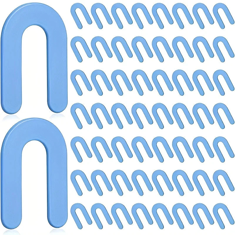 100Pcs blue U-shaped plastic horseshoe tile leveling washer, ideal for DIY and professional paving projects Qme 100pcs