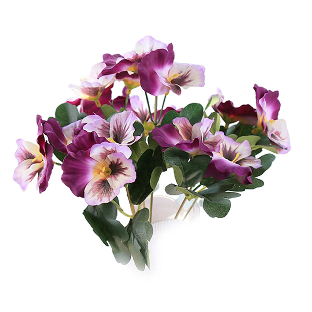 10 Heads Artificial Pansy Fake Flower European Multicolor Fake Bridal Flower Bouquet Wedding Home Party Decoration Flowers Qme Deep Purple