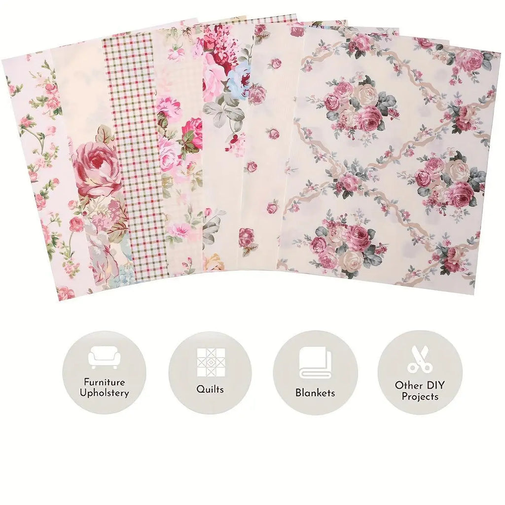Pastoral Pink Rose Printed Soft Breathable for Girls Dress Apron Cushion Cover，for quilting, sewing, splicing, and DIY crafts Qme