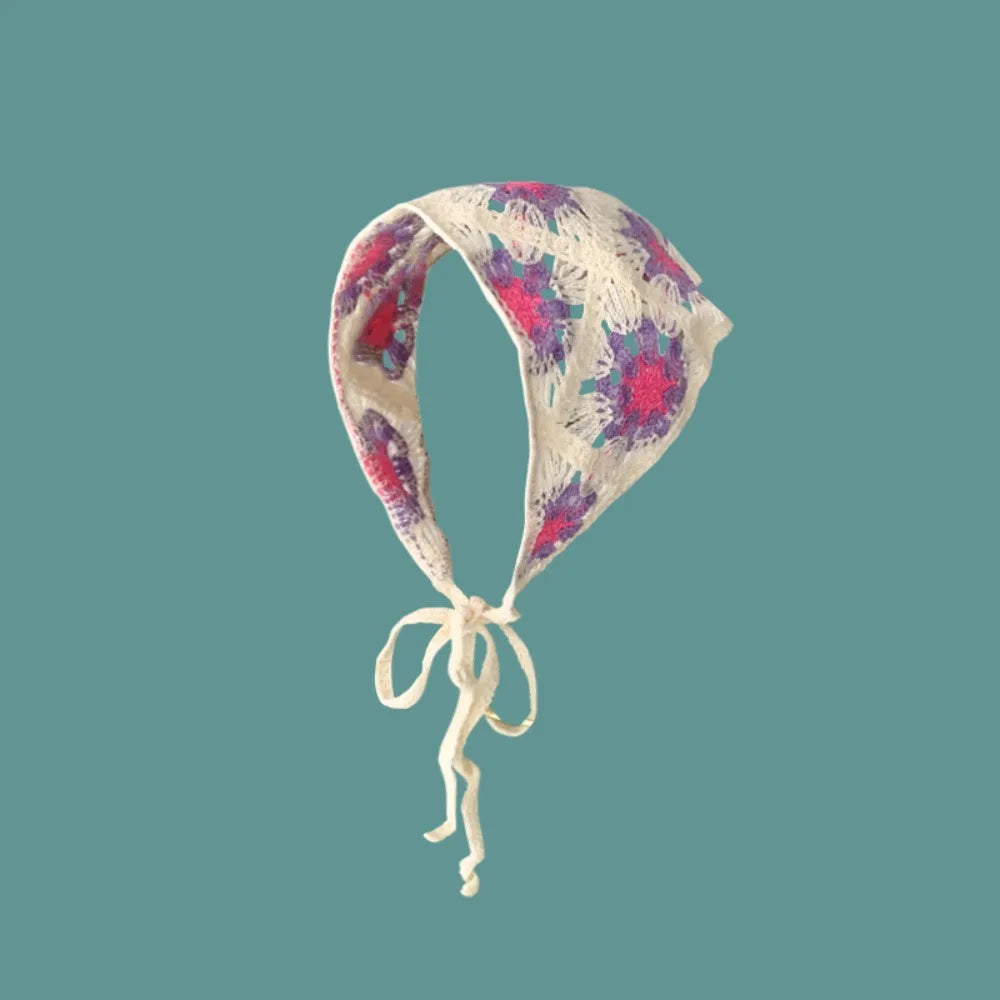 Sweet French Knitted Headband Floral Strawberry Women Hair Scarf