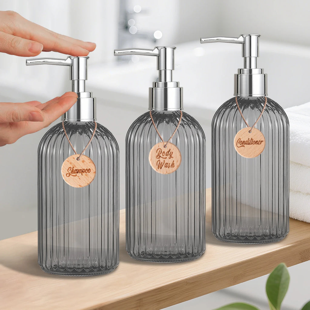 Shower Containers for Shampoo, Conditioner and Body Wash, Bathroom Counter Storage Shampoo Bottles Bodywash Dispenser for Shower Qme