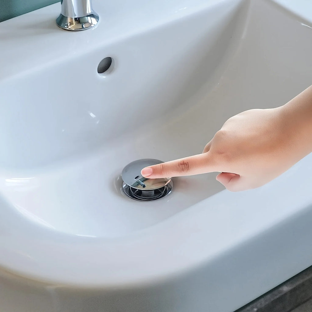 Universal bathroom sink stopper, spring-loaded drain plug, sink drain plug Qme