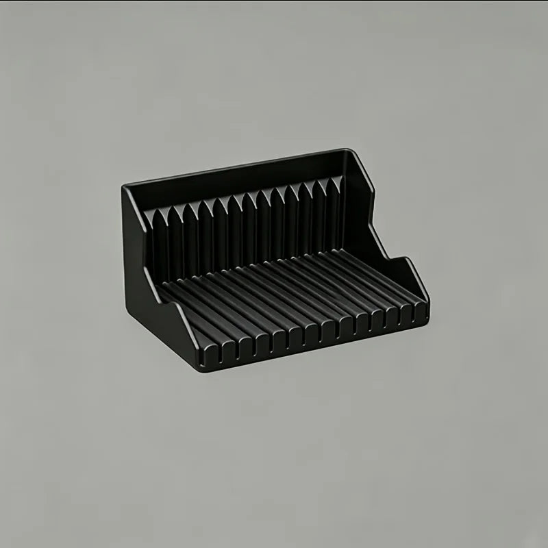 Vertical Blister Pill Card Organizer Tray, 15 Slots 8mm Slot Medicine Strip Storage Holder,Desktop Pharmacy Medication Rack Qme Black