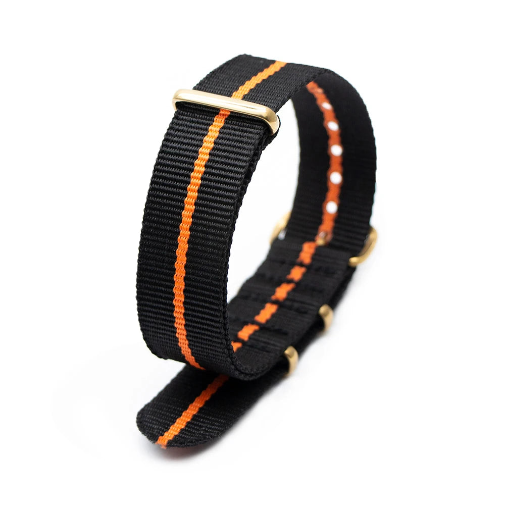 Hot Selling Gold Square Buckle Nylon Four Colors Watch Strap Fashionable Wear Resistant Watch Striped Bracelet Nice Watch Strap Qme
