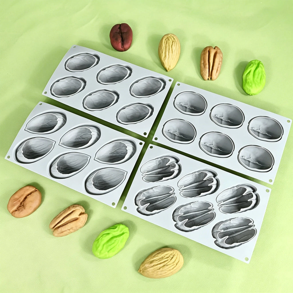 Nut-Shaped Silicone Mould 6 Cavity Chocolate Ice Mould DIY Bakeware Molds for Baking Cake Candy Jelly Mousse Desserts Qme