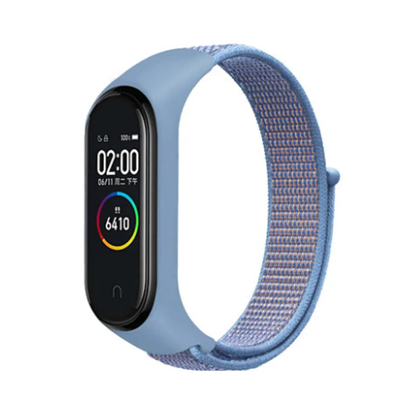 A Durable Nylon Loop Watch Strap with Freely Adjustable Velcro for Xiaomi Mi Band Fashionable Replacement Wrist Band Accessory Qme Azure Mi8 9 10