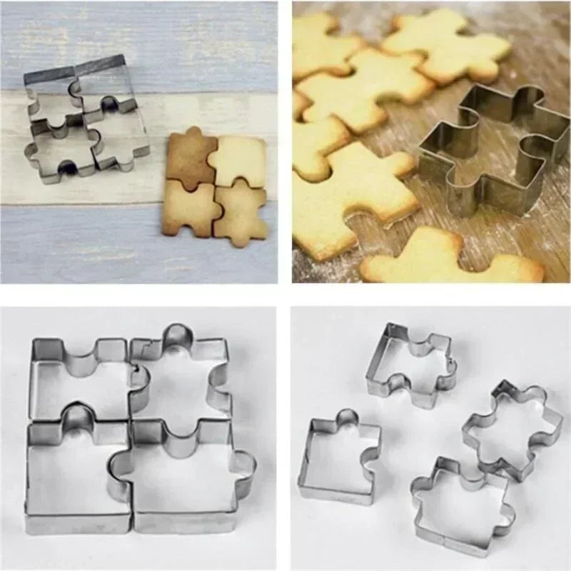 3D Cookie Puzzle Shape Stainless Steel Cutter DIY Biscuit Dessert Qme