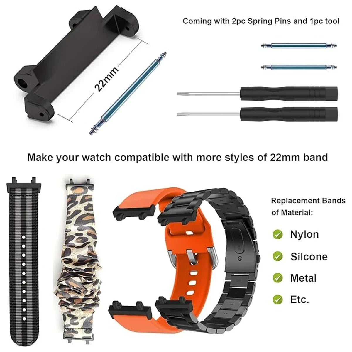 Metal Connector with Tool For Amazfit T-Rex 3 Screw Rod Watch Strap Adapter for T-Rex /T-Rex Pro/T Rex 2 Smartwatch Accessories Qme