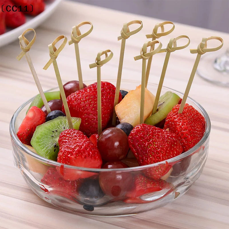 Bamboo Skewers Barbeque Bar Tool Kitchen Cocktail Picks Disposable Qme