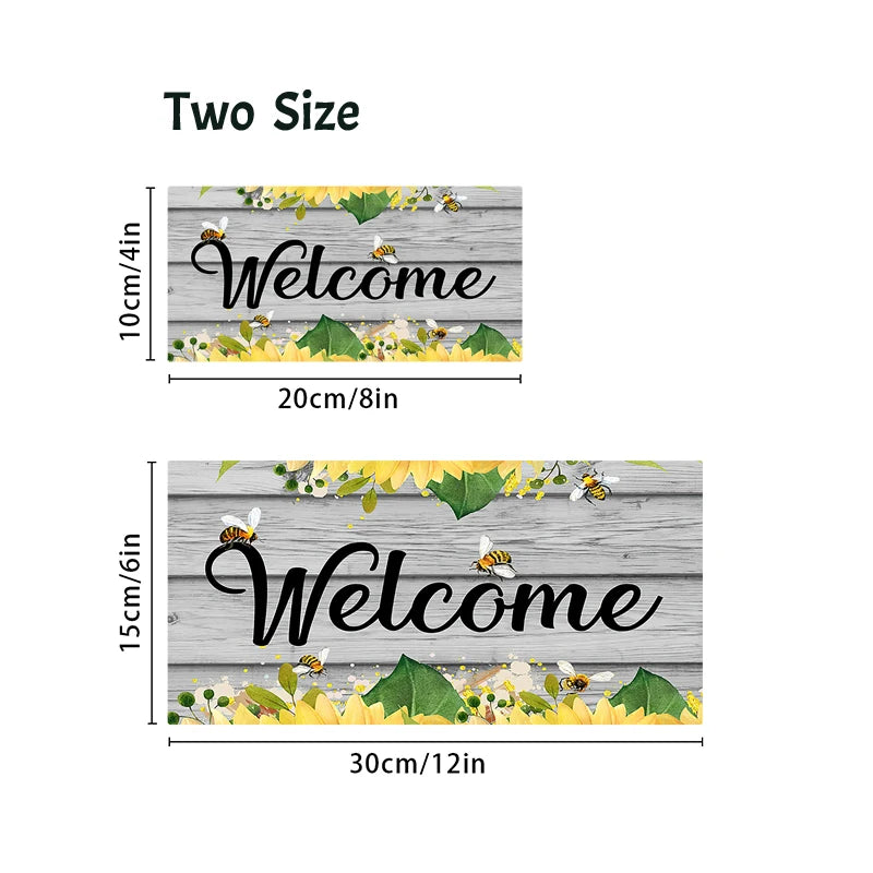 Rustic Welcome Wall Hanging Decor Wood Art Plaques Sign Door Sign for Home Living Room Front Door Decor Qme