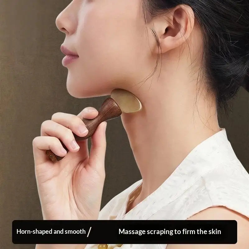 Facial Gua Sha Massage Tool Lotus Seedpod Brass Bead Rosewood Qme
