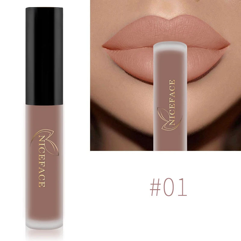 Nude Liquid Lipstick Ultra Matte Velvet Long Lasting Women Beauty Red Nonstick Cup Waterproof Purple Lip Gloss Lips Cosmetics Qme 01