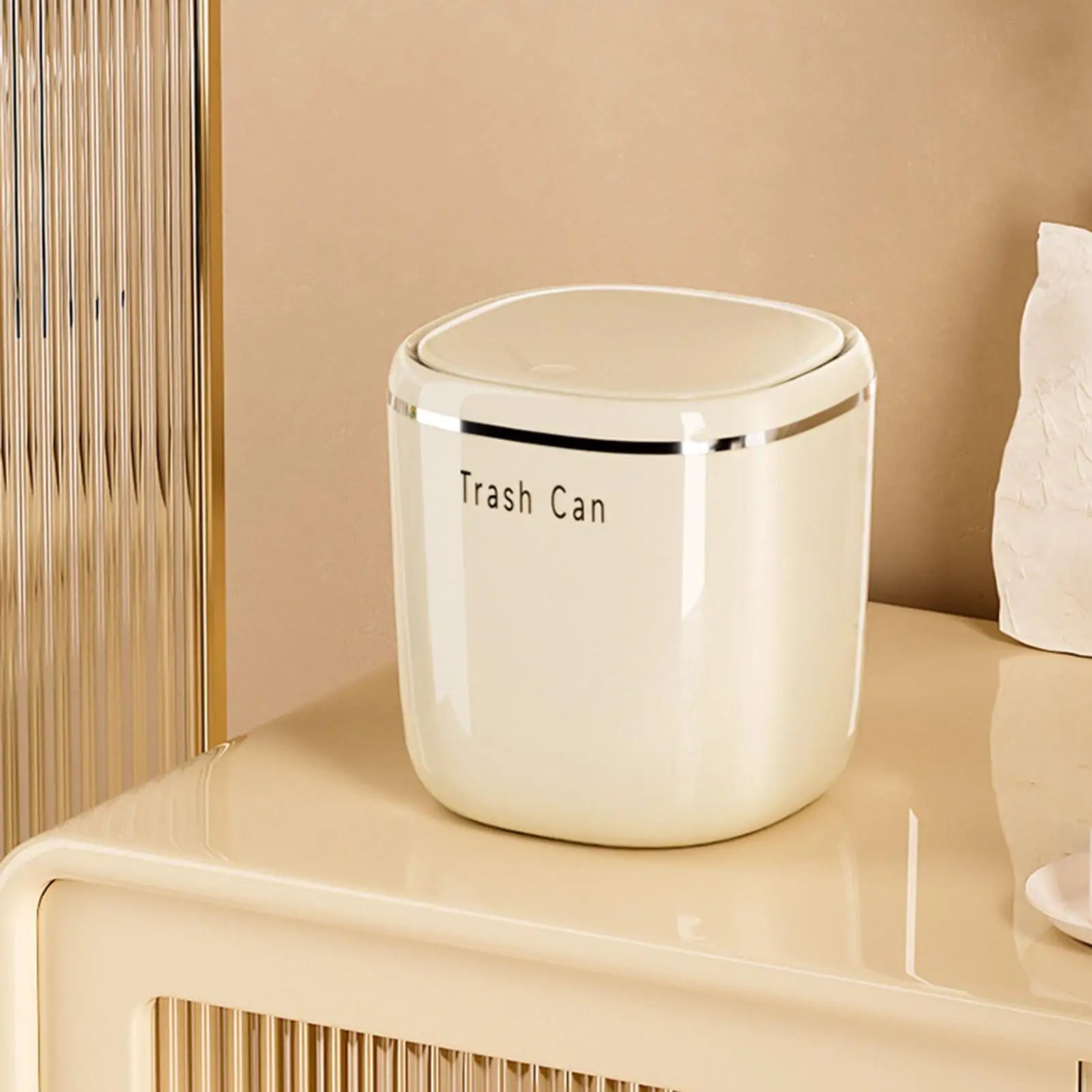 Mini Desk Trash Can 2.6L Mini Waste Bin Basket Makeup Tabletop Trash Can for Bathroom Kitchen Bedroom Dorm Room Car Indoor Qme