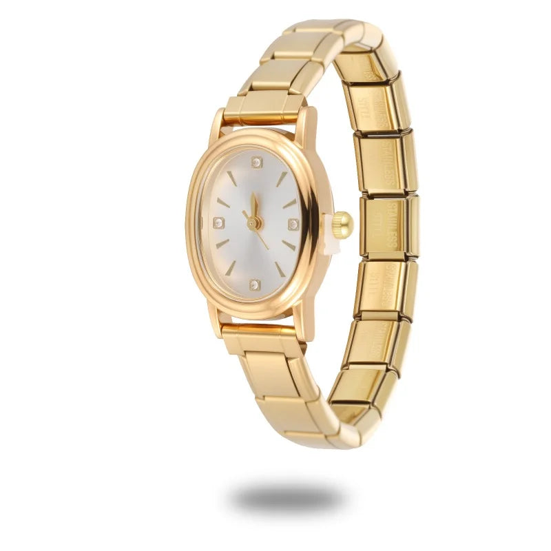 Fashion Women's Stainless Steel Square Flowers Watch Round Moon Sun High Quality Watch Bracelet For Friend Birthday DIY Bracelet Qme Style 8