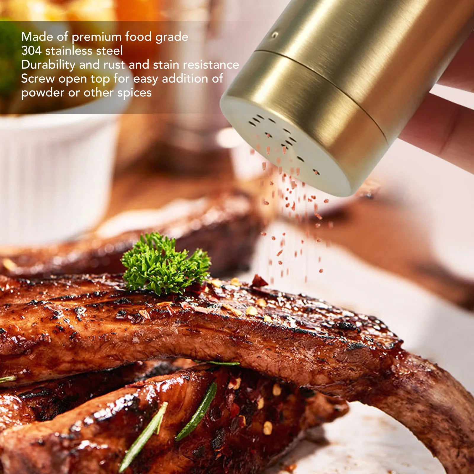2Pcs Seasoning Shaker Stainless Steel Stain Resistant Spice Bottle Easy To Clean Rustproof for Cooking Enthusiasts for Home Qme