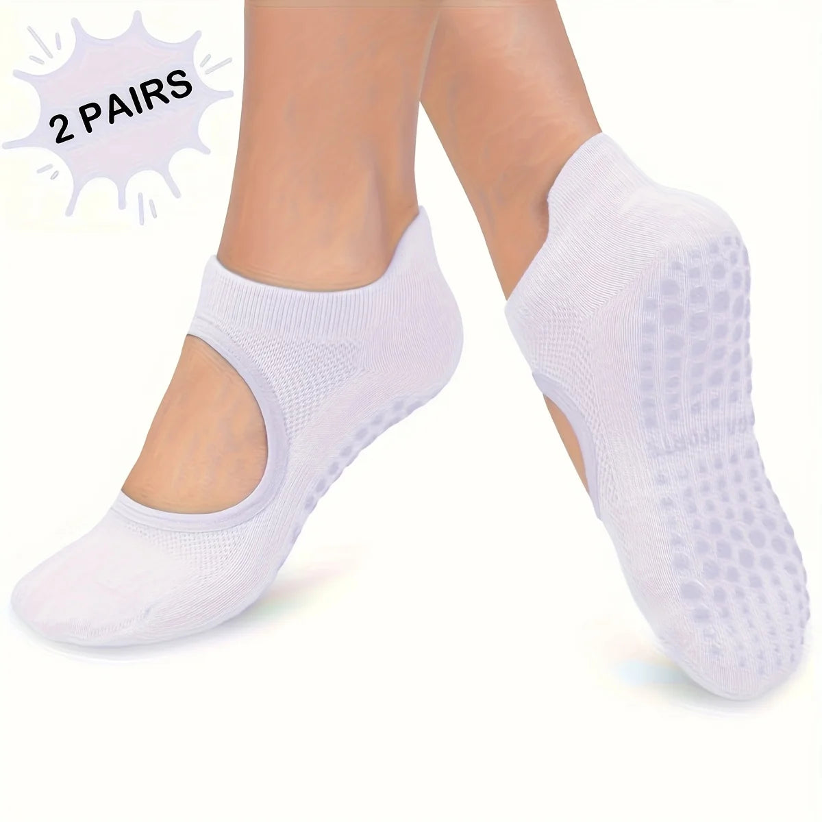 2 Pairs Women'S Non-Slip Pilates Yoga Socks - Open Toe with Arch Support, Breathable for Exercise, Ballet, Textured Grip Bottom Qme
