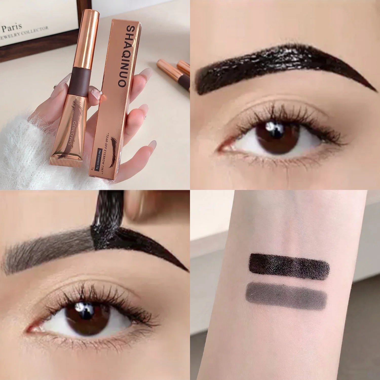 SHAQINUO 4-color Brush Head Peel-off Eyebrow Tint Waterproof Qme S9106-01