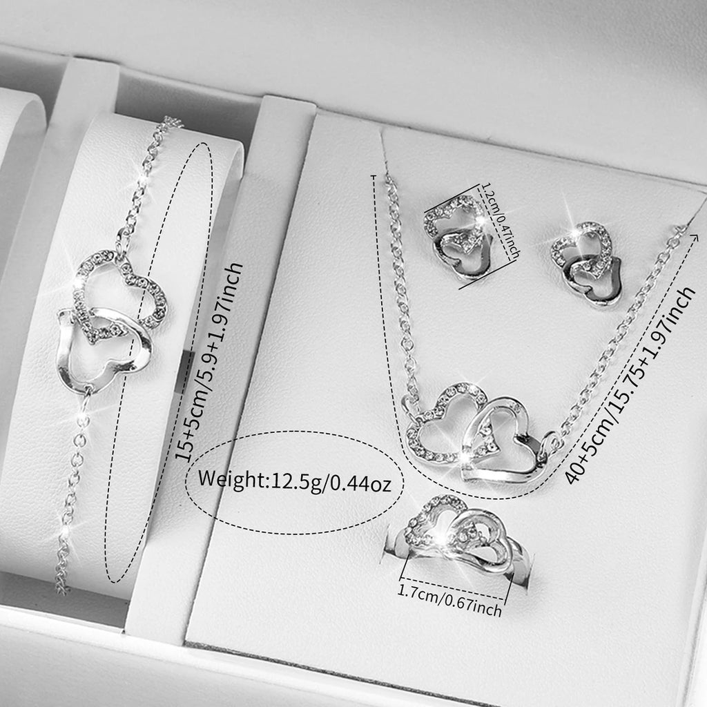 6 pçs/set moda coração dial relógios femininos banda de plástico relógio de quartzo strass coração conjunto de jóias (sem caixa) Qme