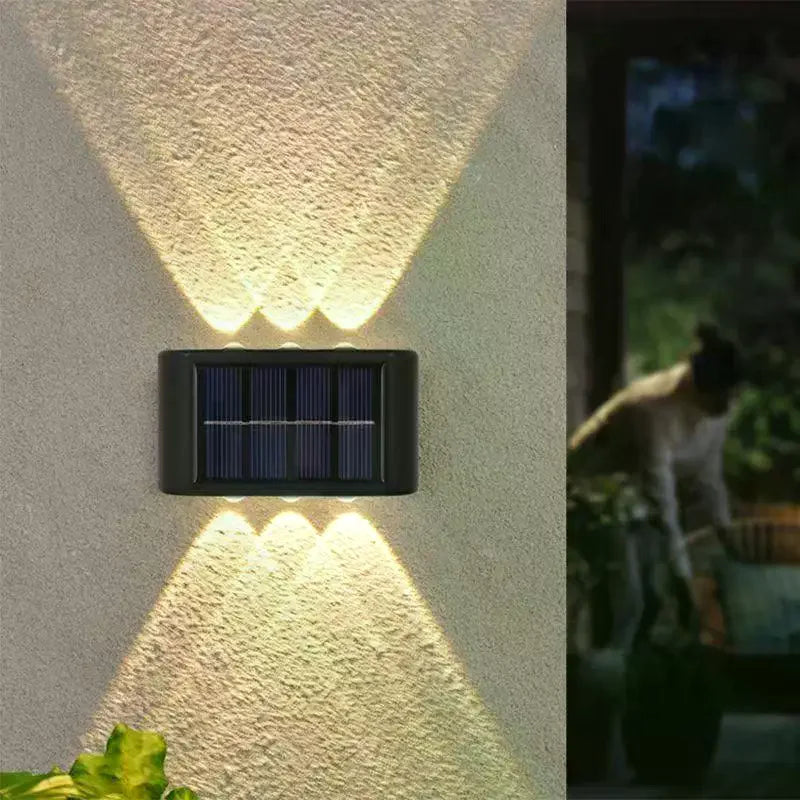 Solar Wall Lamp Outdoor Waterproof Solar Fence Lights Solar Powered Up Down Lighting Garden Yard Street Decoration Wall Lights Qme