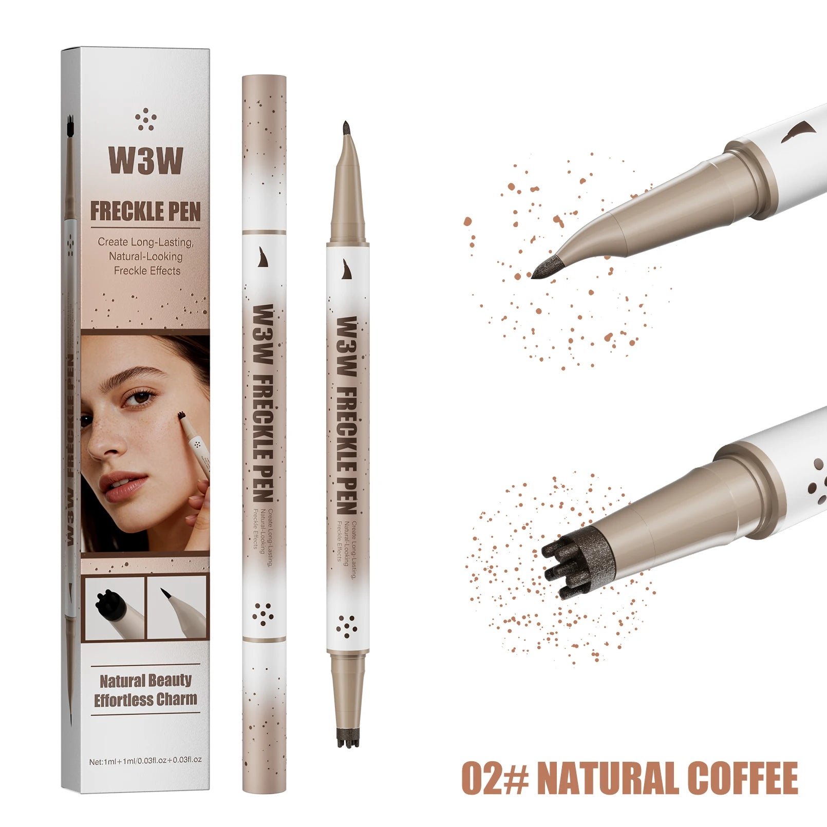 Natural Fake Freckle Pen, Realistic Freckle Makeup Pen, Waterproof Sweat-proof Quick-dry Stamp Dot Pen Qme W684-2