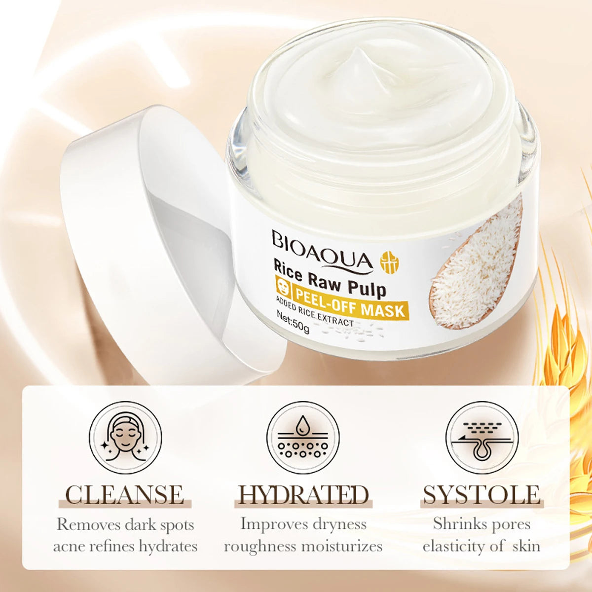 Rice Pulp Peel-off Mask Absorbs Removes Blackheads Whiteheads Qme