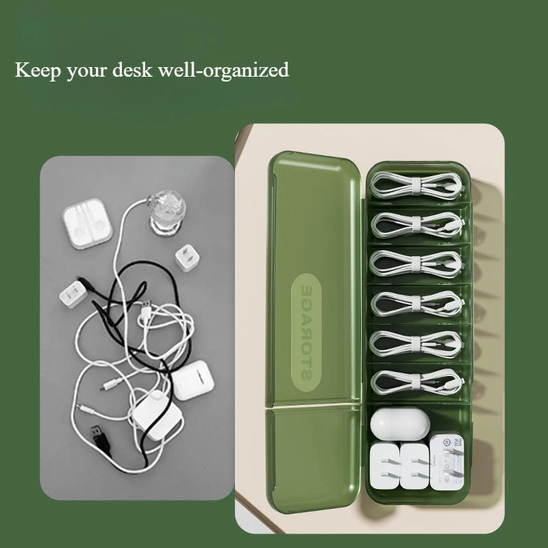 1-2pcs Desktop Cable Organizer with Lid,Cord Management Box for Data Cable,Phone Charger Storage Holder,Cable Tidy OrganizerTool Qme
