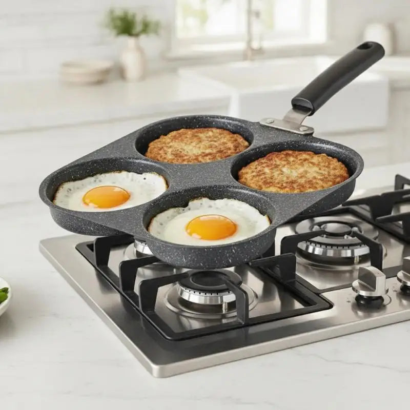 Four-hole Non-stick Breakfast Frying Pan Heat Resistant Portable Qme