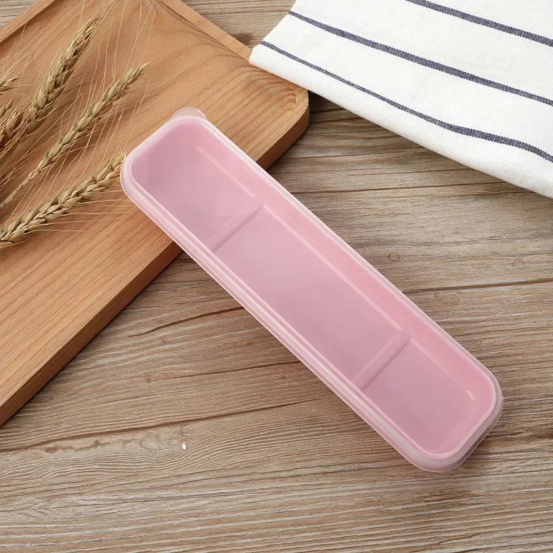 Tableware Box Portable Cutlery Case Spoon Fork Storage Box Students Household Dinnerware Bag Multicolor Transparent Cover Qme