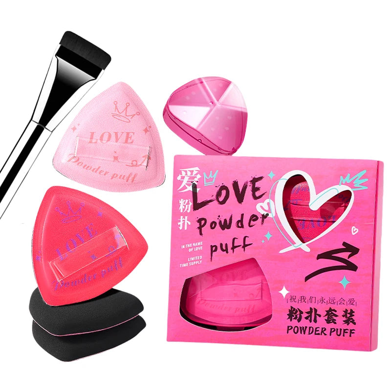 4-piece Pink Powder Puff Graffiti Design Marshmallow Air Cushion Qme