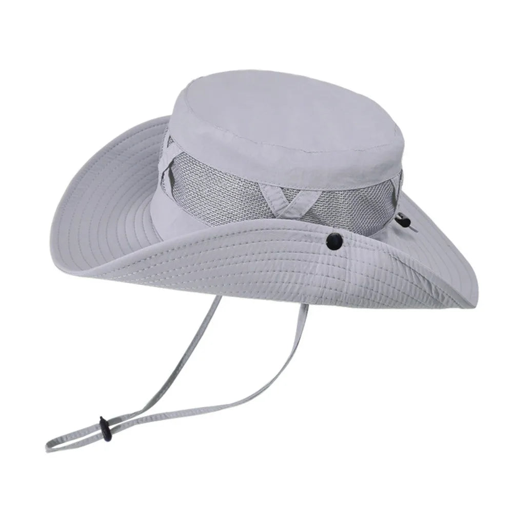 Creative Nylon Mesh Fisherman's Hat Quick-dry Waterproof Portable Hiking Cap Sunscreen Soft Folding Bucket Hat Man Woman Qme Grey