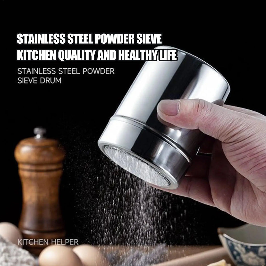 Powder Shaker Duster Stainless Steel Flour Sifter and Shaker Bottle Sleek and Stylish Powder Shaker for Salt Sugar Cocoa Flour Qme