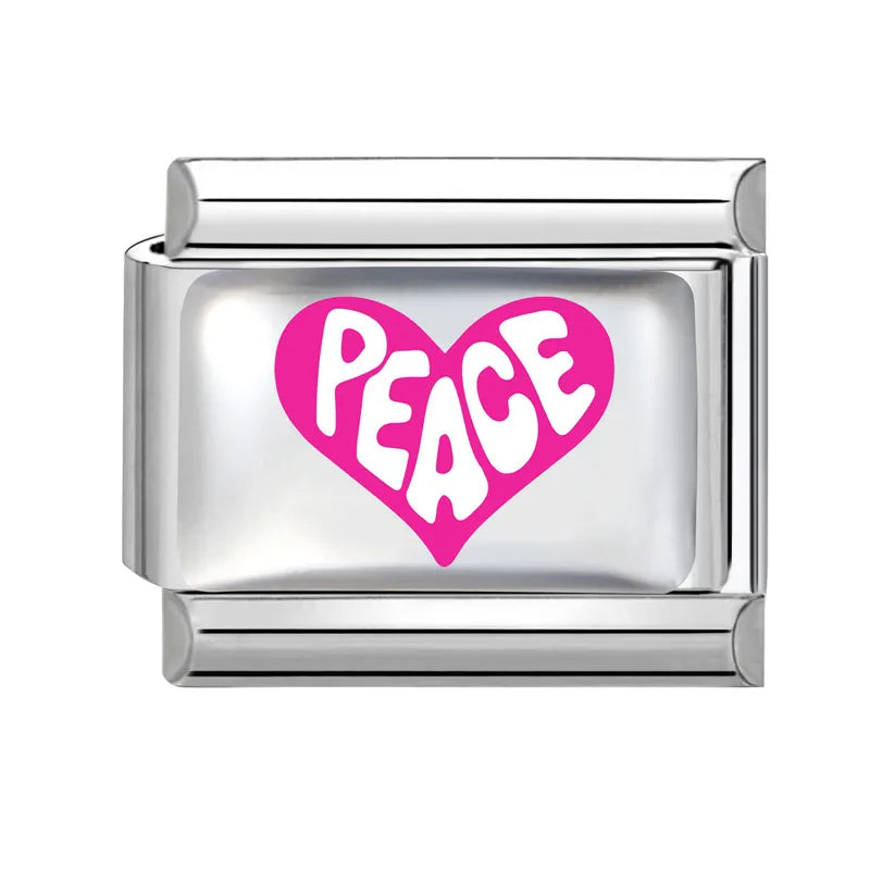 Colorful Rainbow Funny Cats Heart Pattern Flower Sun Italian Charm Links Fit 9mm Stainless Steel Bracelet Women DIY Making Gifts Qme Style 13