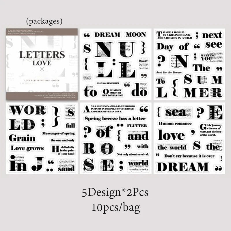 Sticker Book 10pcs/bag Art Alphabet Sticker Book Minimalist Fashion Style Stickers DIY & Scrapbook Diary Decorative Sticker Book Qme 4