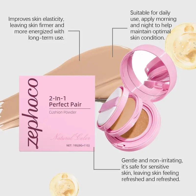 1 Cushion Compact Natural Skin Tone Makeup Concealer Long Lasting Oil Qme