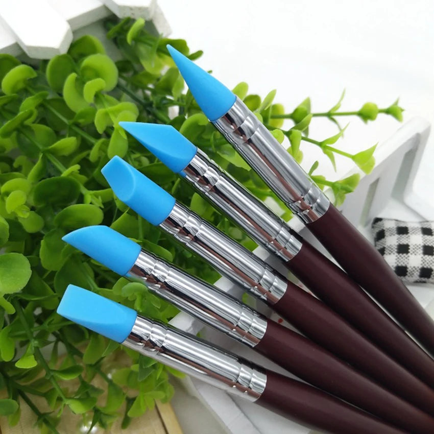 5PCS Sculpting Polymer Clay Tools Rubber Tip Silicone Brushes Pottery Clay Pen Shaping Carving Tools for Painting Nail Art New Qme