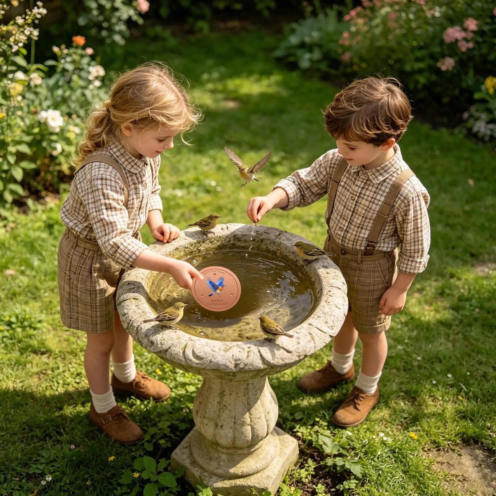 Bird Bath Copper Disk Water Cleaning Purification Plate Copper Bird Bath Purification Disk For Pool Garden Outdoor Breeding Qme