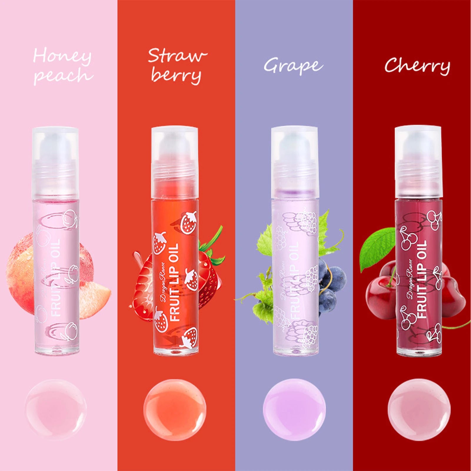 Fruity Flavors Rolling Ball Lip Oil Crystal Jelly Moisturizing Glow Qme