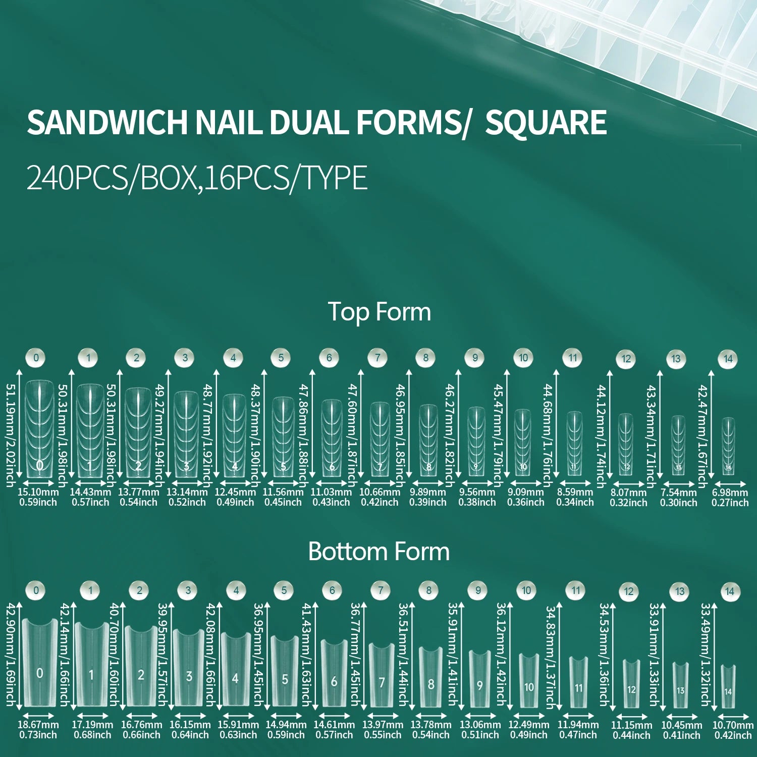 Nailpop Clear Square Sandwich Nail Dual Forms 15 French Extension Gel Qme SANDWICH SQUARE