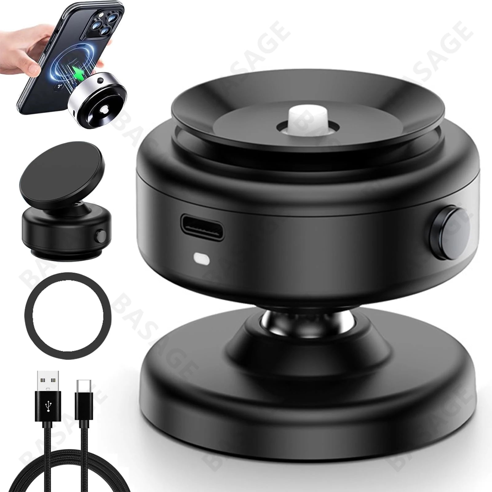 Car Magnetic Vacuum Adsorption Bracket 360 Degree Rotating Aluminum Alloy Mobile Phone Holder For 4.7-inch Or Above Smartphones Qme