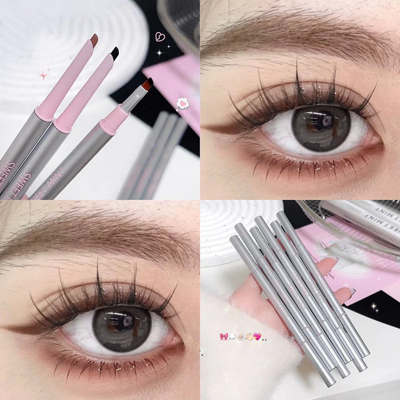 2-in-1 Eyeliner Pencil with Brush, Ultra Fine Tip Gel Eyeliner, Smudge-Proof Long Lasting, Black Brown Waterproof Natural Makeup Qme