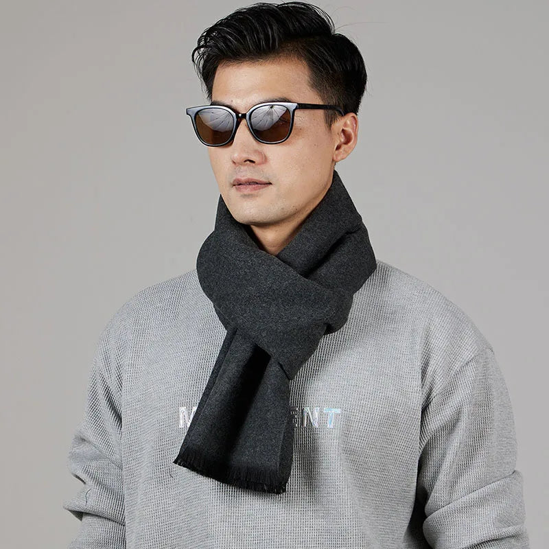 Solid Cashmere Scarf Winter Warm Neckerchief Pashmina Navy Black Qme
