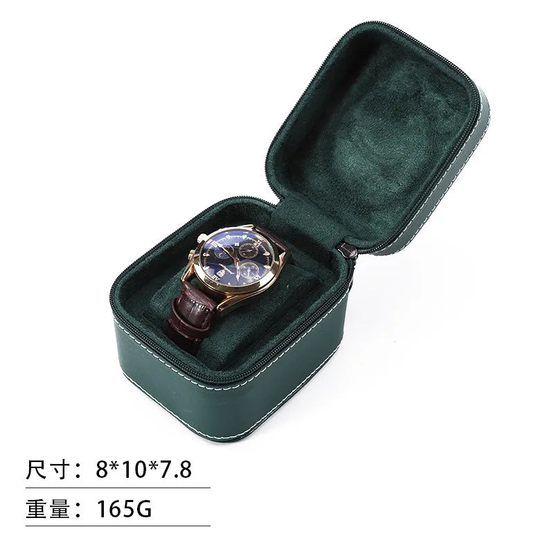 High-end Leather Zipper Watch Box - Flip-open PU Watch Packaging Watch Case PU Leather Watch Box for Gift Qme