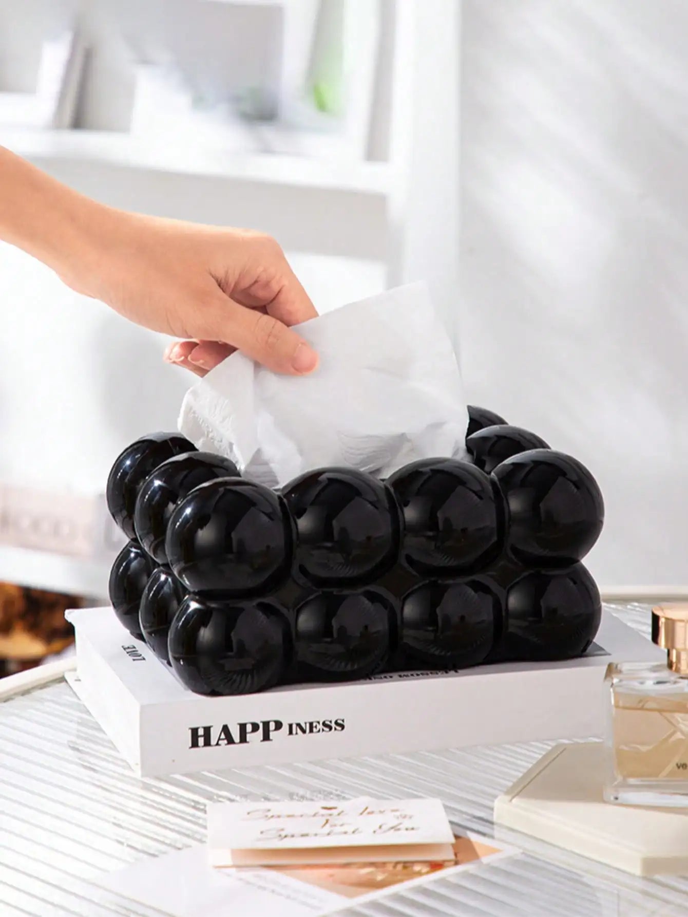Light Luxury Value Marshmallow Tissue Box Home Living Room Storage Qme black