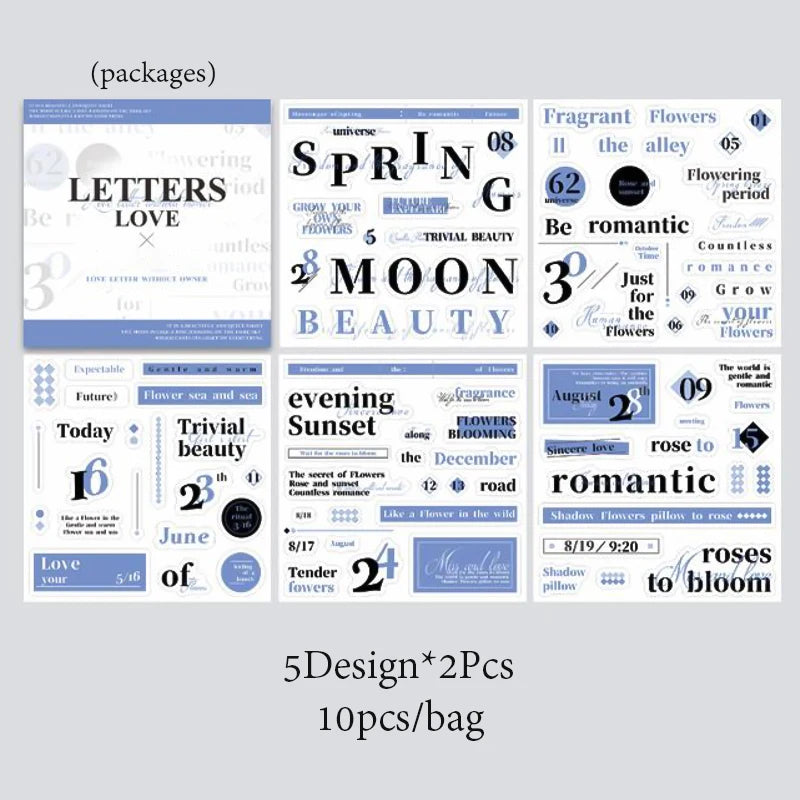 Sticker Book 10pcs/bag Art Alphabet Sticker Book Minimalist Fashion Style Stickers DIY & Scrapbook Diary Decorative Sticker Book Qme 1