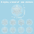 Christmas Snowflake Stickers 500 Pieces Round Self-Adhesive Transparent Christmas Labels Holiday Crafts Label Roll Envelope Qme Blue S
