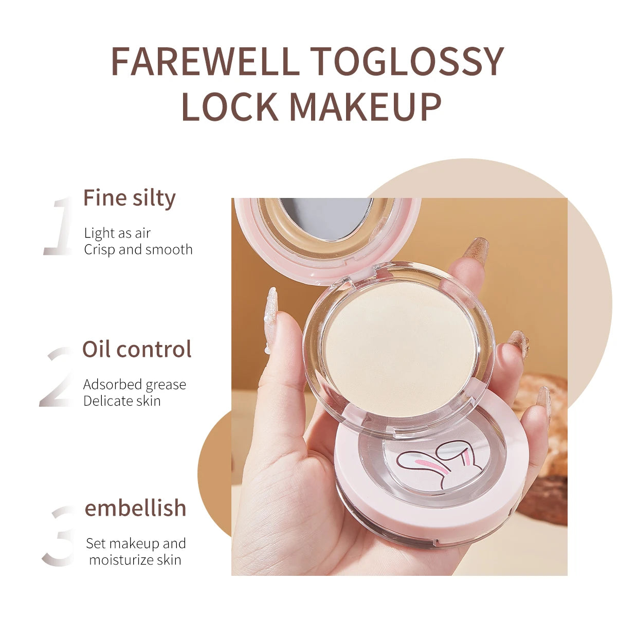 Matte Lightweight Makeup Powder Waterproof Sweat Proof Long-term Oil Qme