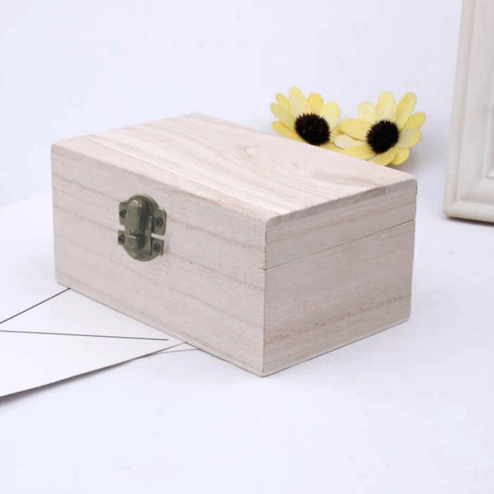 1/3pcs Log Color Scotch Plain Wood Wooden Square Hinged Storage Boxes Craft Gift Box Handmade Case Box Storage Organization Qme L