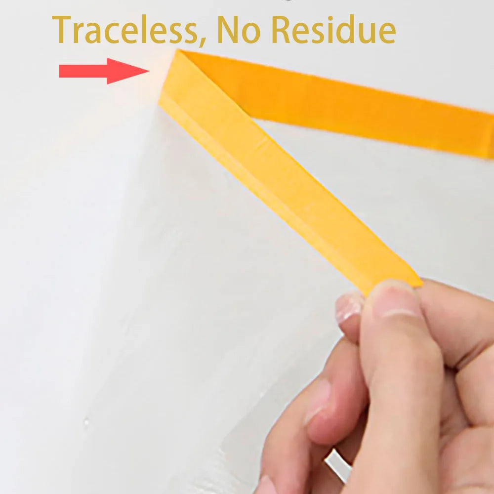 10M Pre-Taped Masking Film Plastic Dropping Cloth Cover Paint Protective Film for Covering Skirting, Frames, Cars, Dustproof Qme